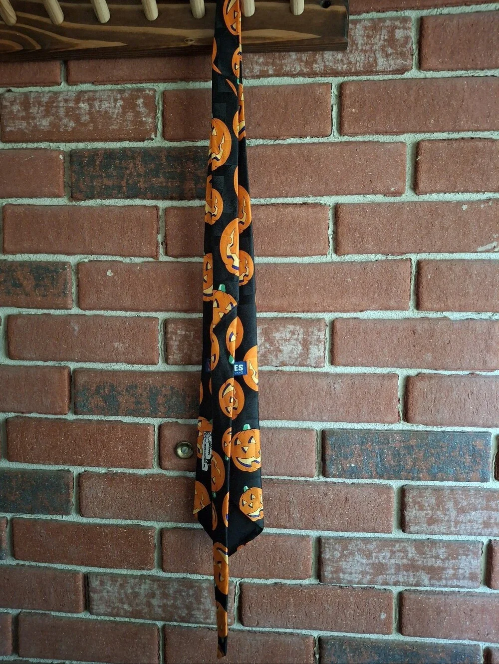 Hallmark Black Tie with Orange Jack-O'-Lantern Pattern